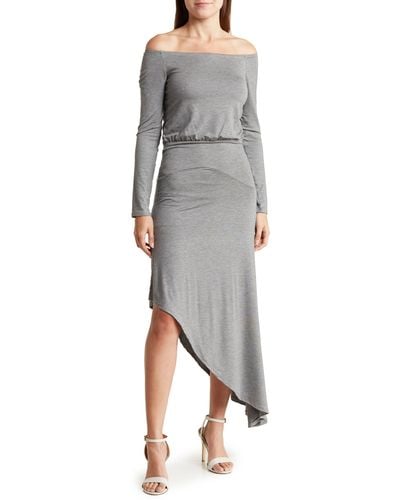 Go Couture Asymmetric Maxi Dress - Gray