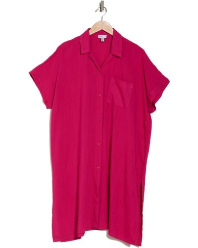 Nordstrom Everyday Button-down Beach Cover-up Tunic - Pink
