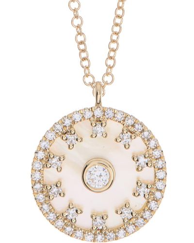 Ron Hami 14k Yellow Gold Diamond & Mother-of-pearl Disc Pendant Necklace - Metallic