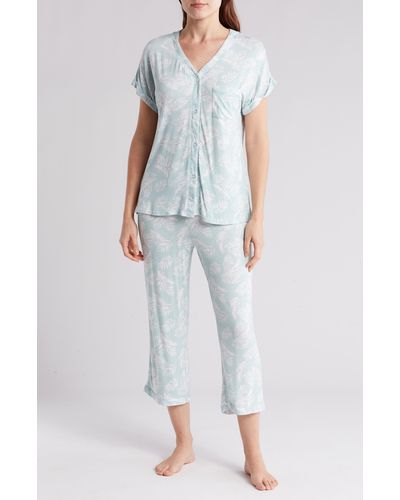 Anne Klein Contrast Trim Capri Pajamas - White