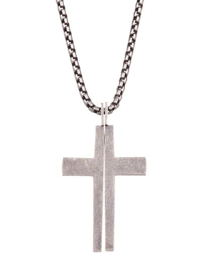 Steve Madden Splitting Cross Necklace - Metallic