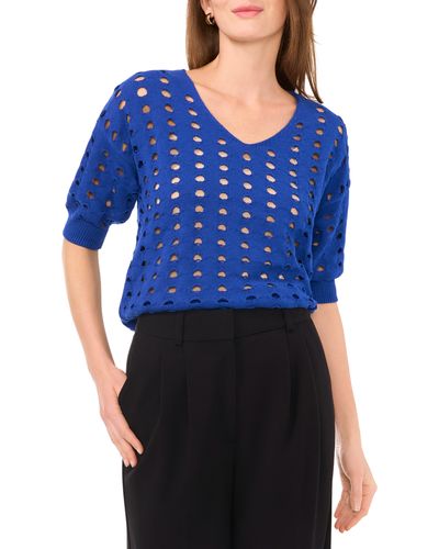 Halogen® Open Knit Sweater - Blue