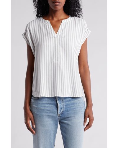 Beach Lunch Lounge Ana Stripe Split Neck Top - White