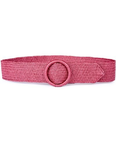 Linea Pelle Woven Straw Belt - Pink