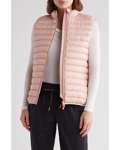 Save The Duck Channel Quilt Vest - Pink