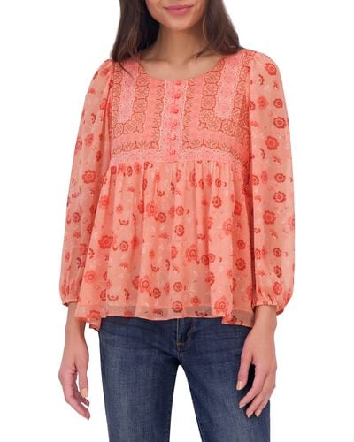 Lucky Brand Floral Tunic - Red