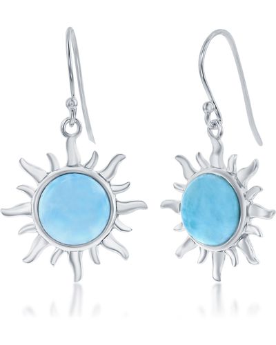 Simona Sterling Silver Larimar Sun Drop Earrings - Blue