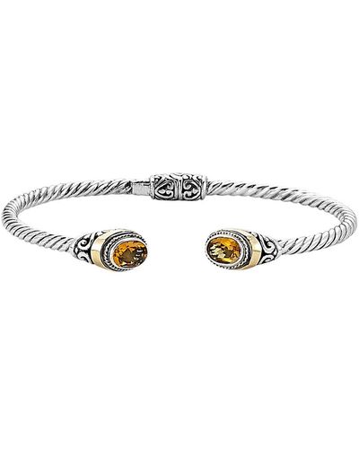 Samuel B. Sterling Silver & 18k Gold Citrine Twisted Cable Bangle Bracelet - Yellow