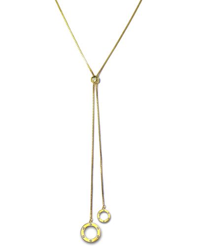 Liza Schwartz 18k Gold Plated Cubic Zirconia Circle Lariat Necklace - Metallic