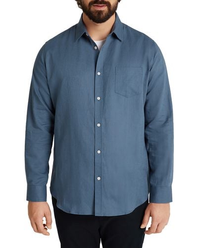 Johnny Bigg Anders Linen & Cotton Button-up Shirt - Blue
