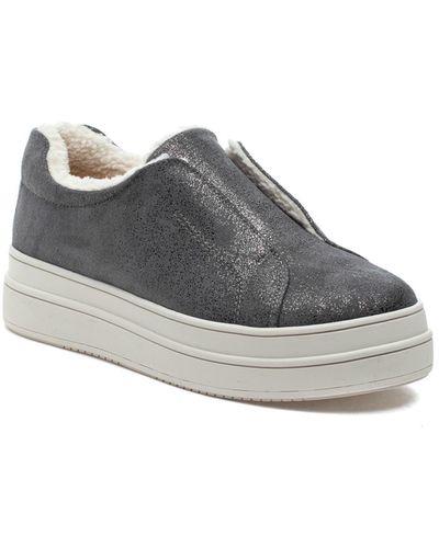 J/Slides Nada Faux Shearling Platform Sneaker - Gray