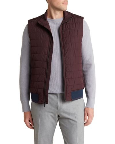 Perry Ellis Quilted Puffer Vest - Brown