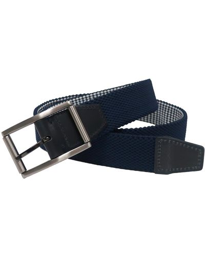 Boconi Reversible Elastic Braid Feather Edge Belt - Blue