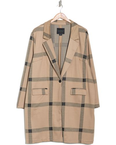 Sanctuary Catalina Patterned Coat In Camel Plaid At Nordstrom Rack - Natural