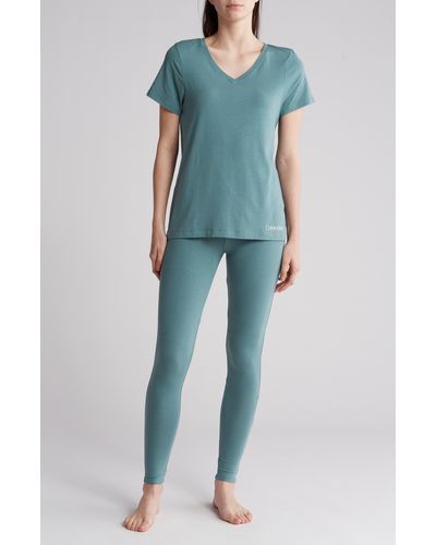 Calvin Klein Comfort Sleep T-shirt & Leggings Set - Blue