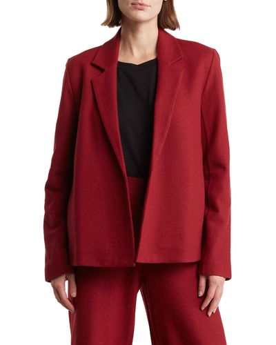 Eileen Fisher Open Front Wool Blazer - Red