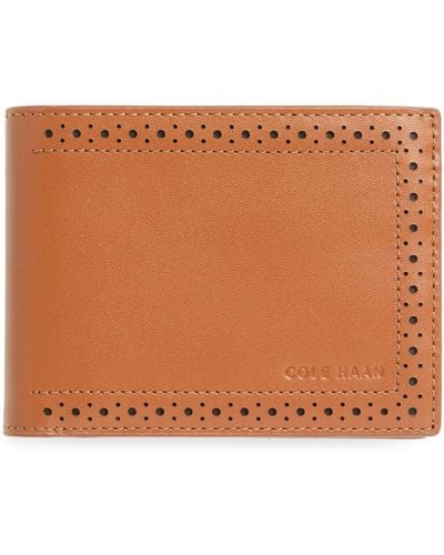Cole Haan Brogue Leather Passcase - Brown