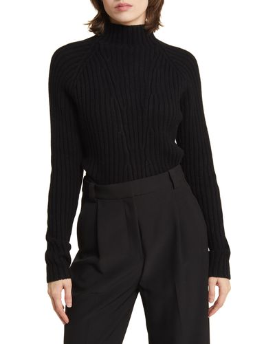 COS Slim Fit Cashmere Rib Sweater - Black