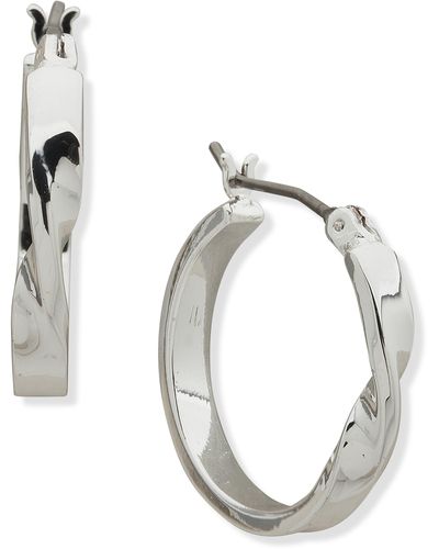 DKNY Wide Twist Hoop Earrings - Metallic