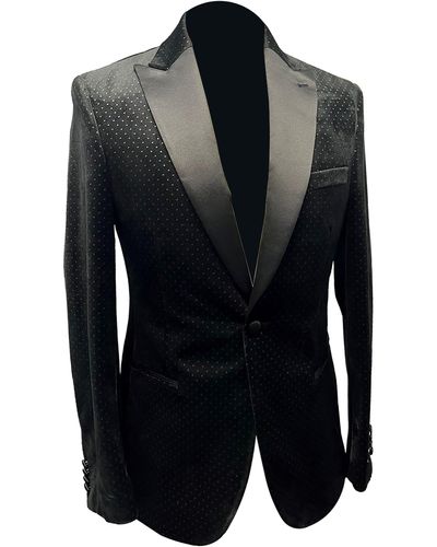 Ike Behar Velvet Satin Peak Lapel Sport Coat - Black