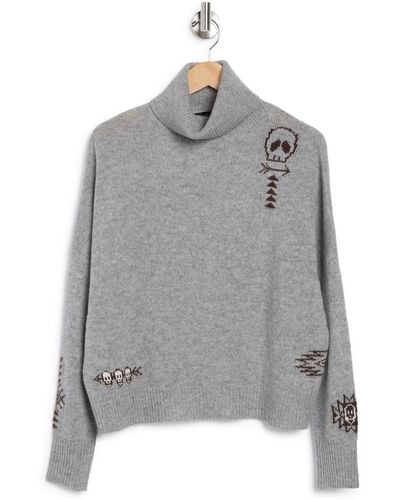 Skull Cashmere Florence Cashmere Turtleneck Sweater In Mid Hthr Grey/multi At Nordstrom Rack - Gray