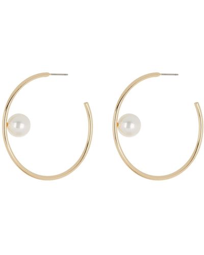 Cara Imitation Pearl Hoop Earrings - Metallic