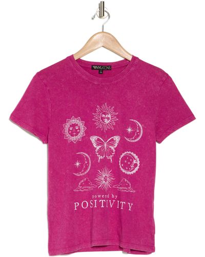 THE VINYL ICONS Positivity Mineral Washed T-shirt - Pink