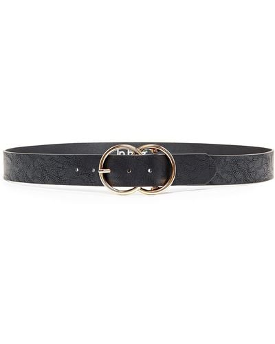 Linea Pelle Double O-ring Faux Leather Belt - Black