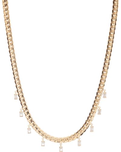 Nadri Zoe Shaky Cubic Zirconia Charm Curb Chain Collar Necklace - Metallic