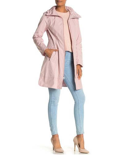Cole Haan Packable Hooded Rain Jacket - Pink