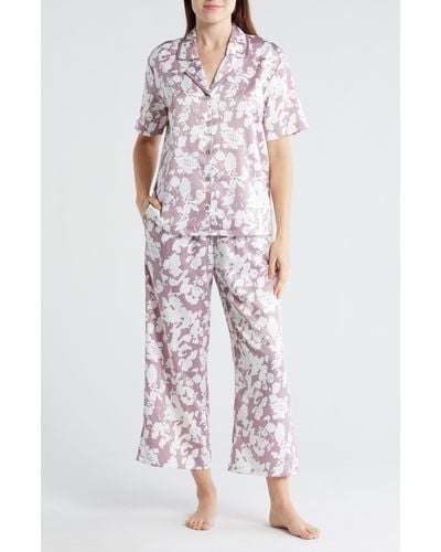 Nordstrom Satin Short Sleeve Shirt & Capri Pajamas - Multicolor