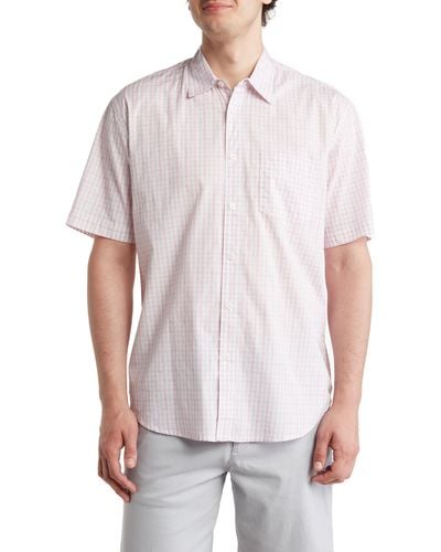 COASTAORO Patterned Short Sleeve Cotton Button-up Shirt - White