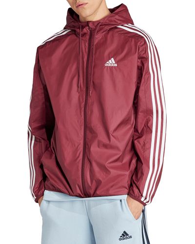 adidas 3-stripes Hooded Windbreaker Jacket - Red