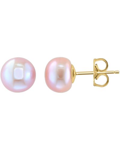 Effy 14k Yellow Gold 11mm Cultured Freshwater Pearl Stud Earrings - Pink