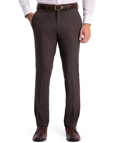 Kenneth Cole Reaction Shadow Check Slim Fit Dress Pants - Brown