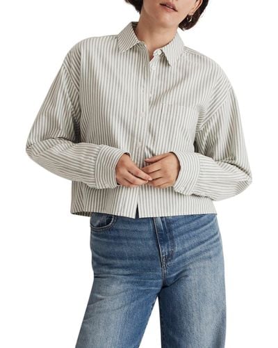 Madewell The Signature Oxford Crop Shirt - Gray