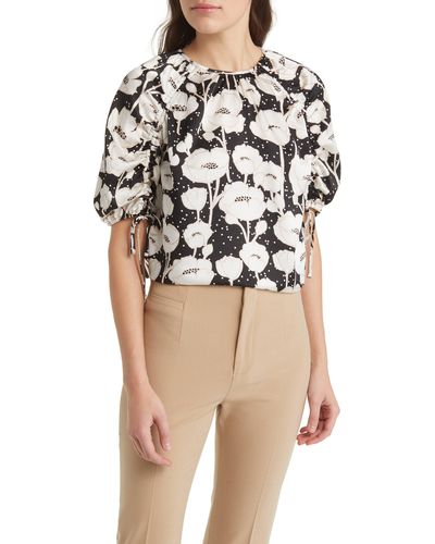 Ted Baker Luciani Floral Cinch Sleeve Top - Natural