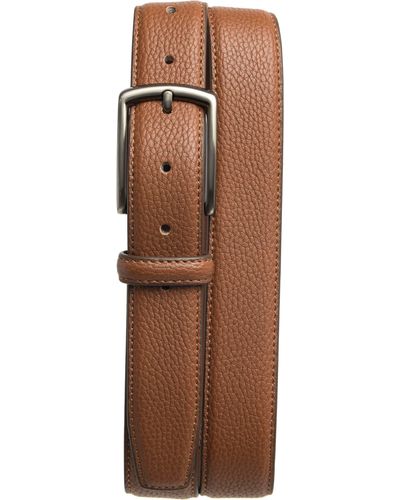 Vince Camuto Pebble Edge Stitch Leather Belt - Brown