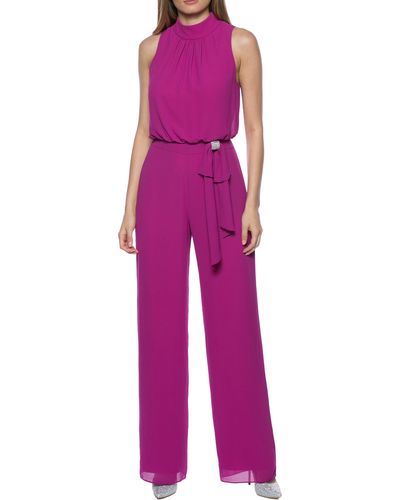 Marina Chiffon Halter Neck Sleeveless Jumpsuit - Purple
