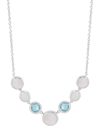CANDELA JEWELRY Sterling Silver Blue Topaz & Mother-of-pearl Frontal Necklace - White
