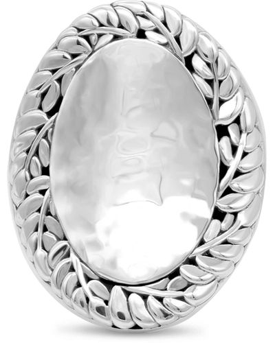 DEVATA Sterling Silver Bali Hammer Signet Ring - Metallic