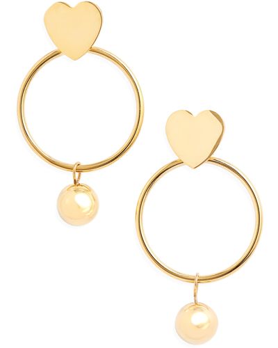 THE KNOTTY ONES Heart Hoop Imitation Pearl Drop Earrings - Metallic
