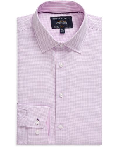 Report Collection Microprint Slim Fit Dress Shirt - Pink