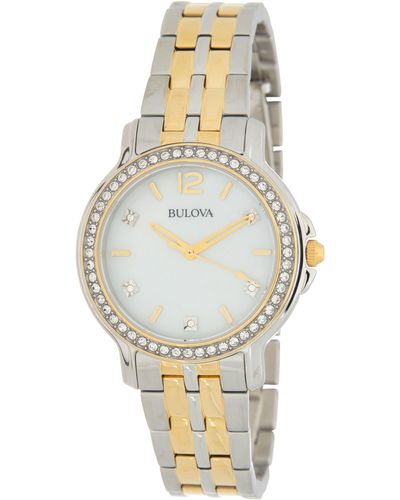 Bulova Crystal Two-tone Bracelet Strap Watch - Metallic