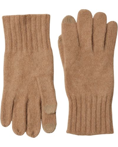 Amicale Cashmere Rib Knit Gloves - Natural