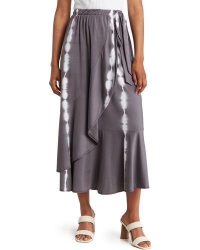 Go Couture Faux Wrap Midi Skirt - Multicolor