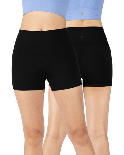 90 Degrees 2-pack Lux Everyday Elastic-free High Waist Bike Shorts - Black