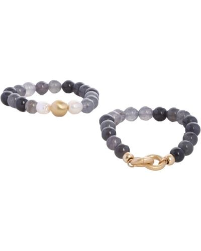Saachi Set Of 2 Eternity Stretch Bracelets - Gray