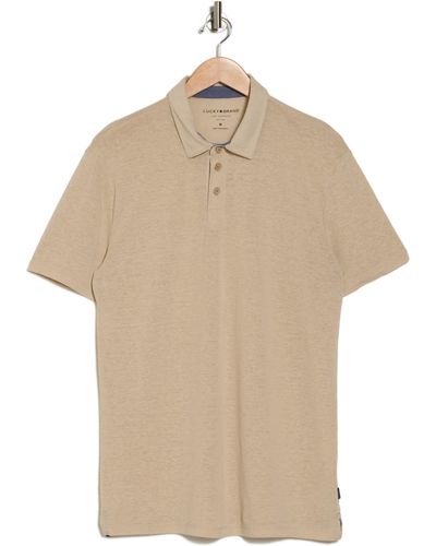 Lucky Brand Linen Blend Polo Shirt - Natural