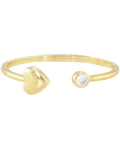 CANDELA JEWELRY 10k Gold Cz Heart Cuff Ring - Metallic
